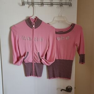 BeBe. Two Pieces Sweater Sets with Sparkling Stones Logos.